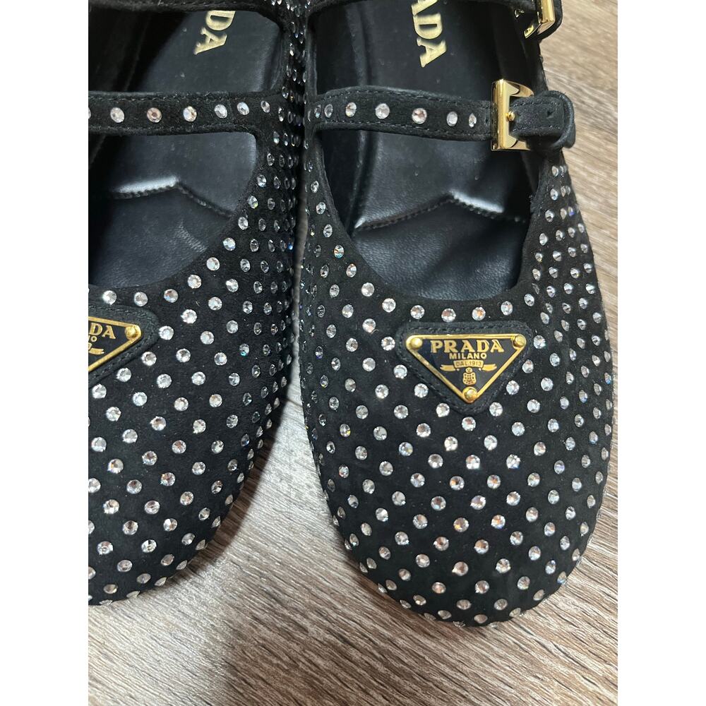 Prada Suede Ballerinas with Crystals Size 37.5 - Picture 16 of 16